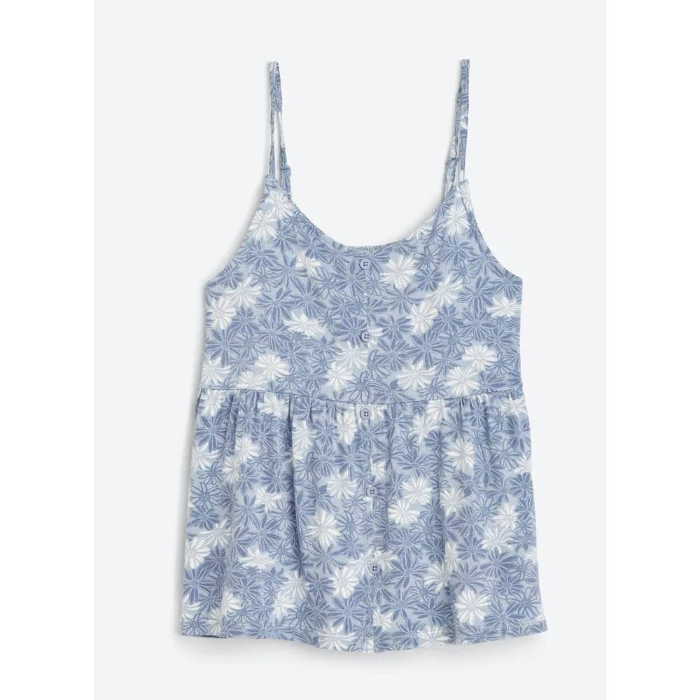 The Commons Blue Floral Tank Button Front Girls M 8–10 NWT Soft Summer Top